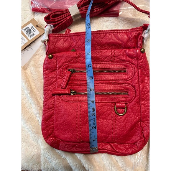 The Willa Crossbody Red Shoulder Travel Pouch With Large Polyester Scarf - Picture 4 of 5